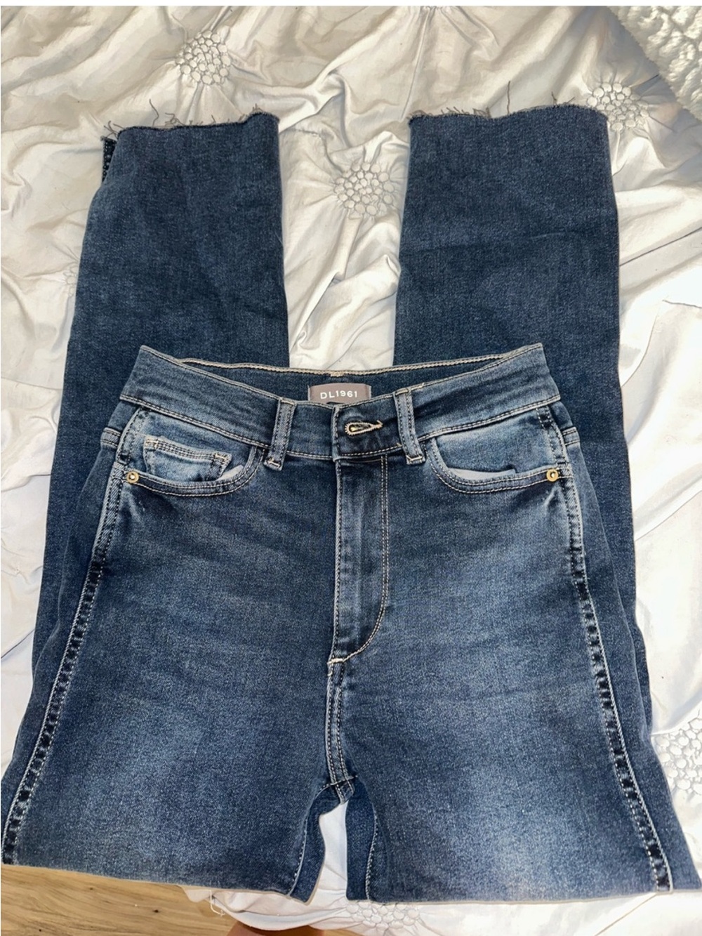 DL1961 Dark Blue High-Rise Straight Jeans